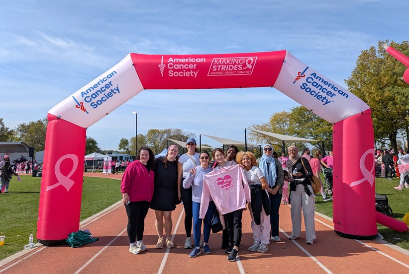 Drexel Maternal and Child Health Student Organization members pose before a breast cancer walk event